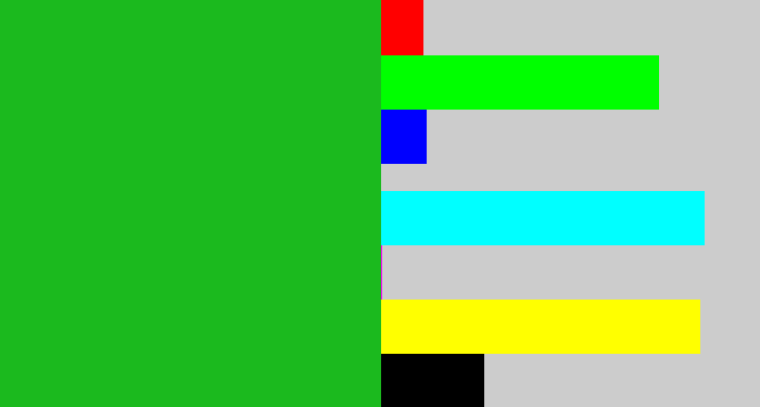 Hex color #1bba1e - green