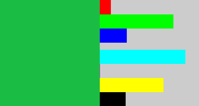 Hex color #1bbc44 - shamrock green