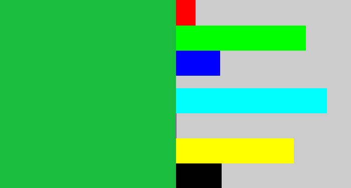 Hex color #1bbd3f - shamrock green