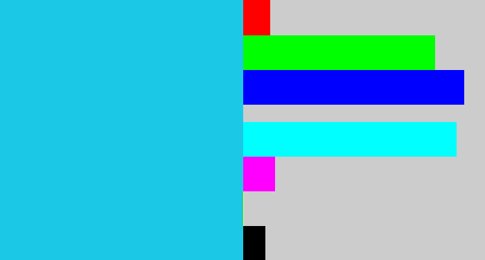 Hex color #1bc9e7 - aqua blue