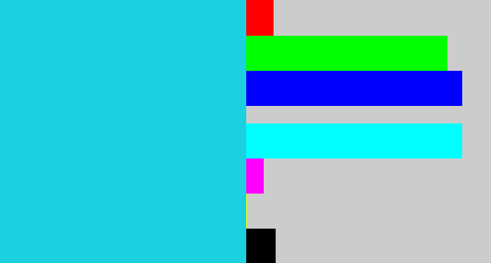 Hex color #1bd0e0 - aqua blue