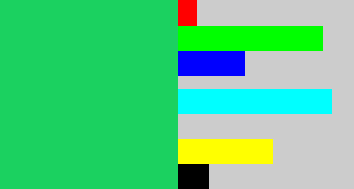 Hex color #1bd160 - algae green