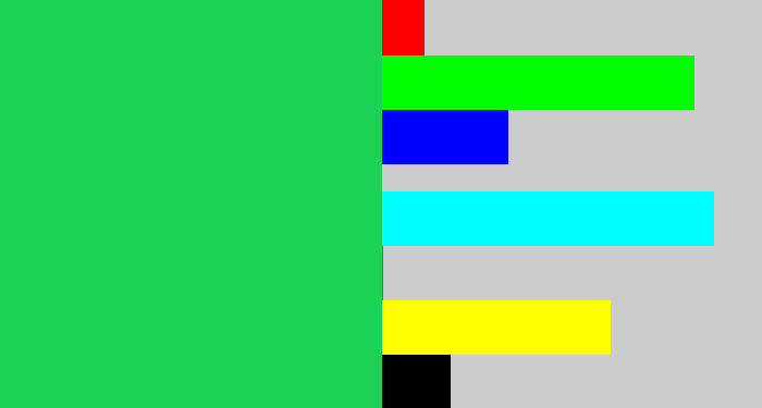 Hex color #1bd255 - algae green