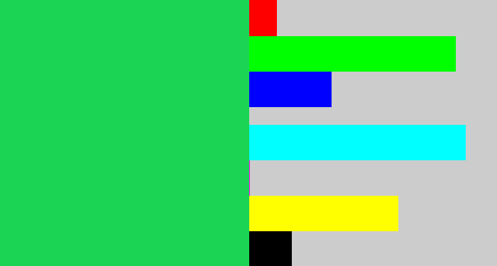 Hex color #1bd454 - shamrock green