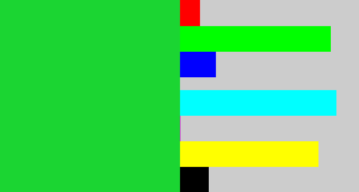 Hex color #1bd532 - shamrock green