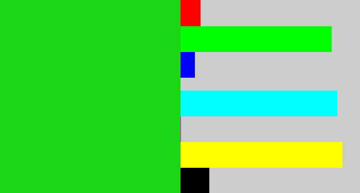 Hex color #1bd615 - vibrant green
