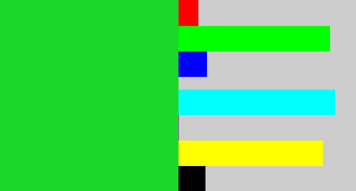 Hex color #1bd828 - vibrant green
