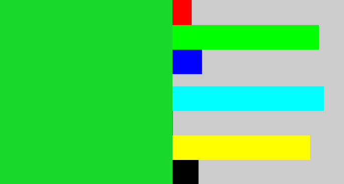 Hex color #1bd92c - radioactive green