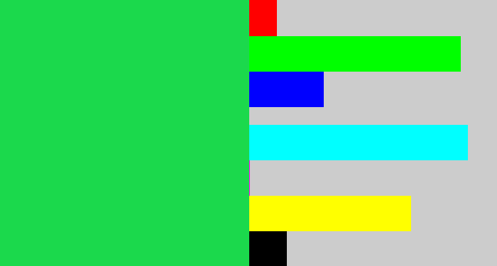 Hex color #1bd94c - shamrock green