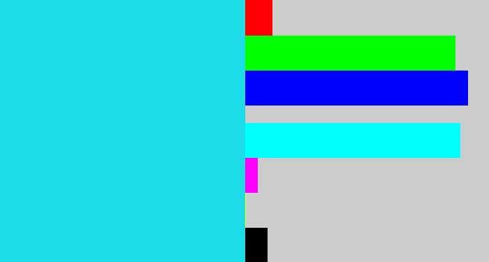Hex color #1bdce7 - aqua blue