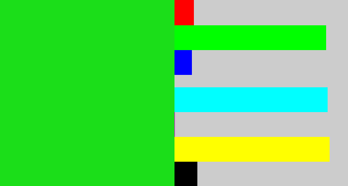 Hex color #1bde19 - vibrant green