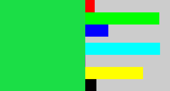 Hex color #1bde46 - shamrock green