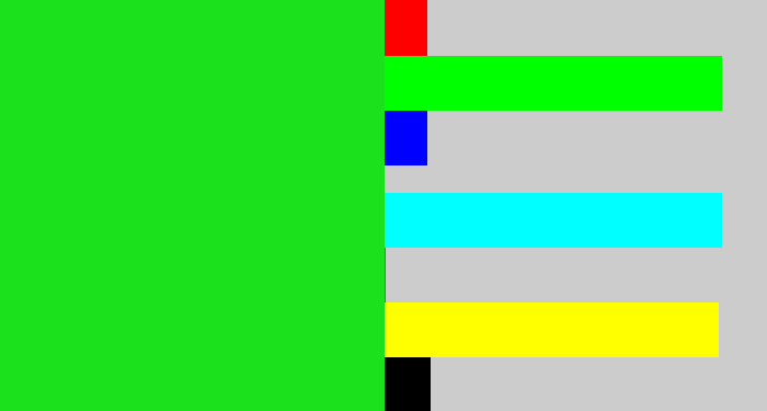 Hex color #1be11d - vibrant green