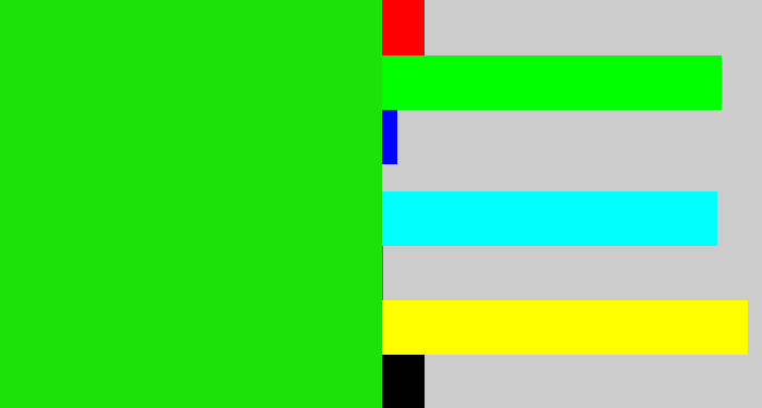Hex color #1be20a - vibrant green
