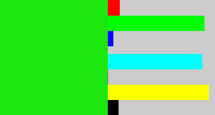 Hex color #1be60e - vibrant green