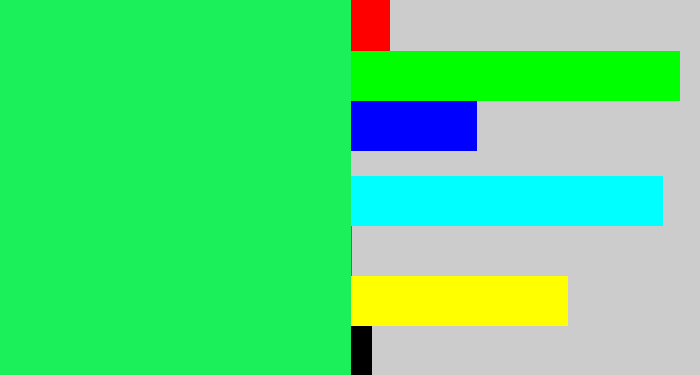 Hex color #1bf05b - bright light green