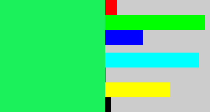 Hex color #1bf15b - bright light green