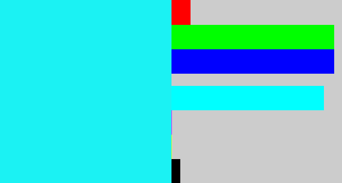 Hex color #1bf2f3 - bright light blue