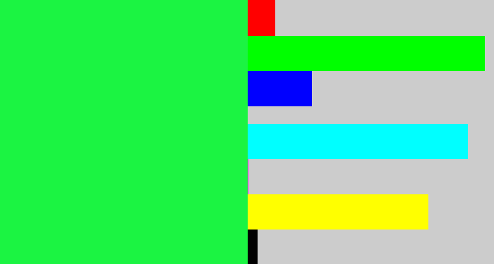Hex color #1bf442 - bright light green