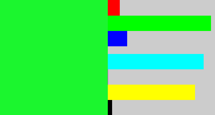 Hex color #1bf62e - hot green