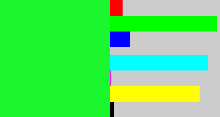Hex color #1bf72e - hot green