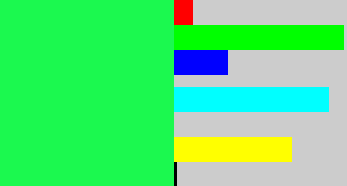 Hex color #1bf94f - bright light green