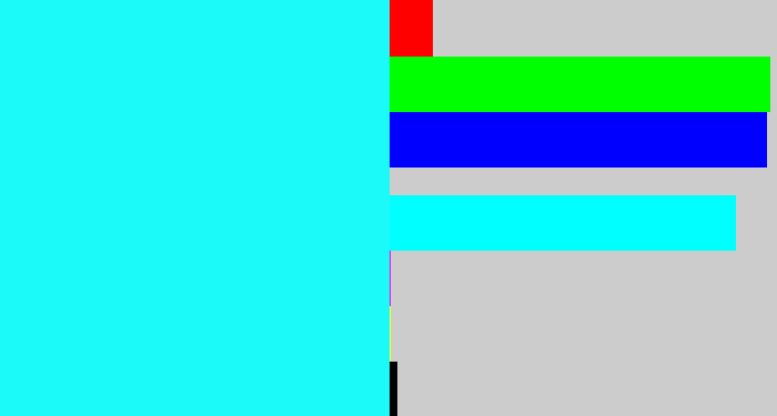 Hex color #1bf9f8 - bright light blue