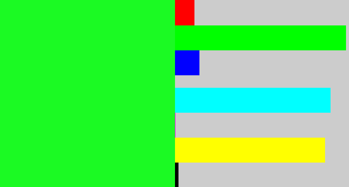 Hex color #1bfa23 - hot green