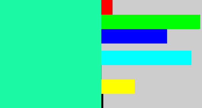 Hex color #1bfba7 - greenish cyan
