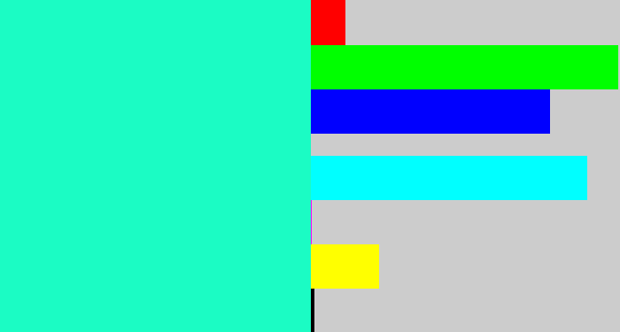 Hex color #1bfcc4 - greenish cyan