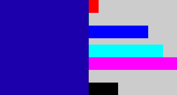 Hex color #1c00ab - ultramarine