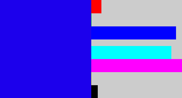 Hex color #1c00ec - ultramarine blue