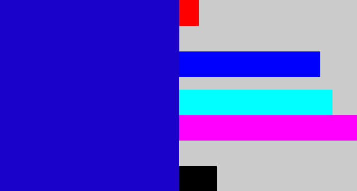 Hex color #1c01c9 - ultramarine blue