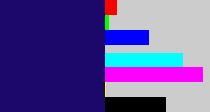 Hex color #1c076b - dark indigo