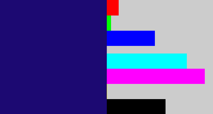 Hex color #1c0972 - deep blue