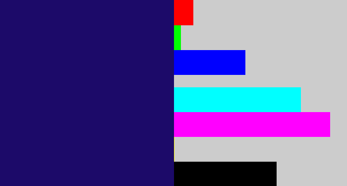 Hex color #1c0a69 - dark indigo
