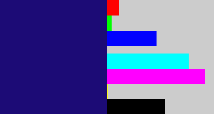 Hex color #1c0b76 - deep blue