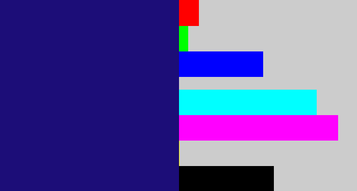 Hex color #1c0d78 - deep blue