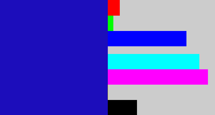 Hex color #1c0dbb - ultramarine