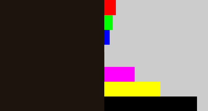 Hex color #1c140d - almost black
