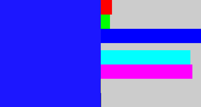Hex color #1c17ff - vivid blue