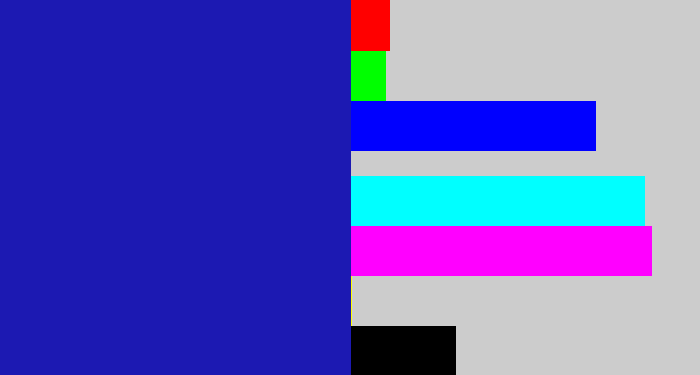 Hex color #1c19b2 - ultramarine