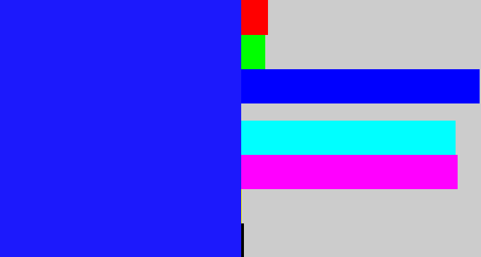 Hex color #1c19fc - vivid blue