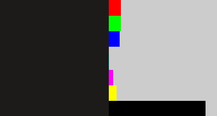 Hex color #1c1b1a - dark