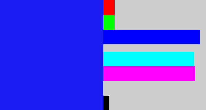 Hex color #1c1bf0 - vivid blue