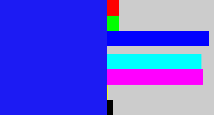 Hex color #1c1bf3 - vivid blue