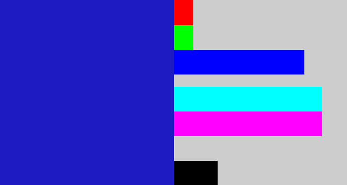 Hex color #1c1cc0 - ultramarine