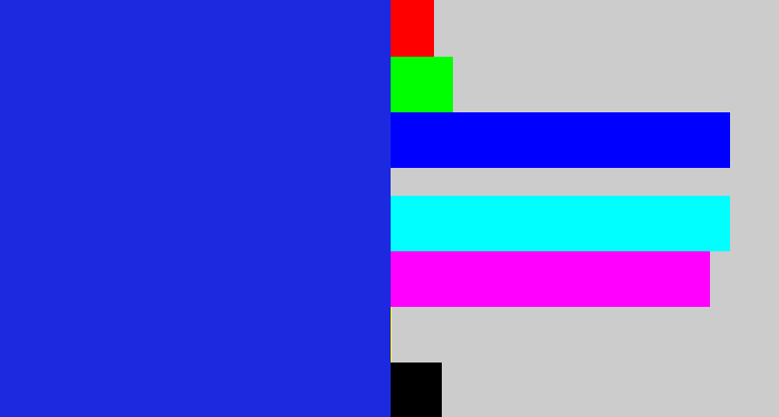Hex color #1c29df - vivid blue