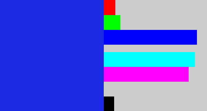 Hex color #1c2ae5 - vivid blue