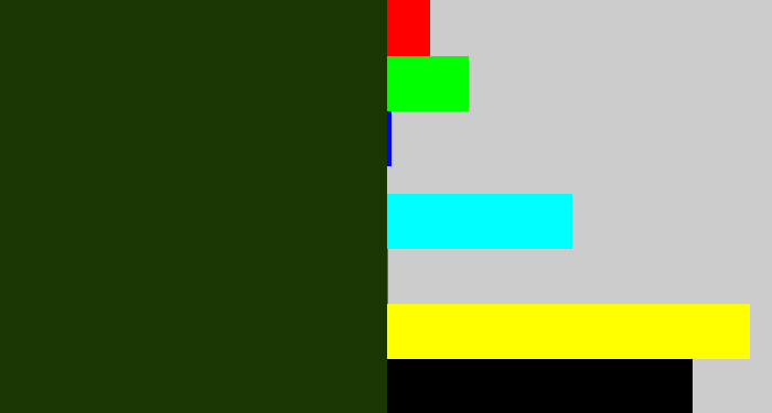 Hex color #1c3603 - forrest green